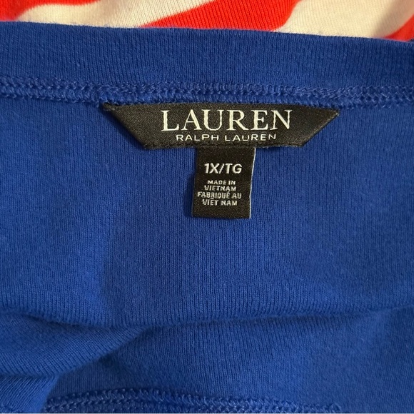 Lauren Ralph Lauren Womens Size 1X XL Red White Blue Stripe Boat Neck Top Preppy - Picture 4 of 10